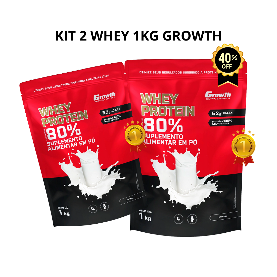 KIT 2x WHEY PROTEIN 80% GROWTH – 1KG (2KG Total)