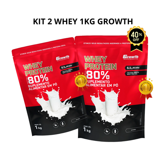 KIT 2x WHEY PROTEIN 80% GROWTH – 1KG (2KG Total)