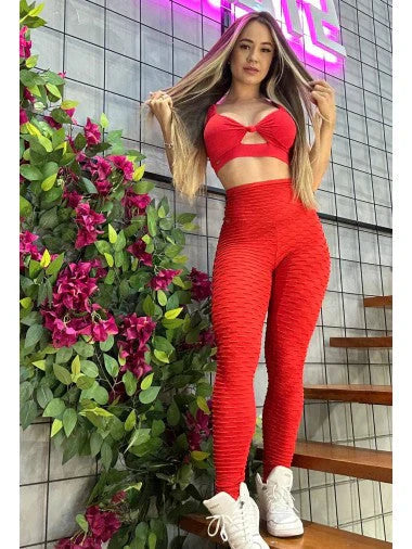 Macacão Longo Jacquard Vermelho